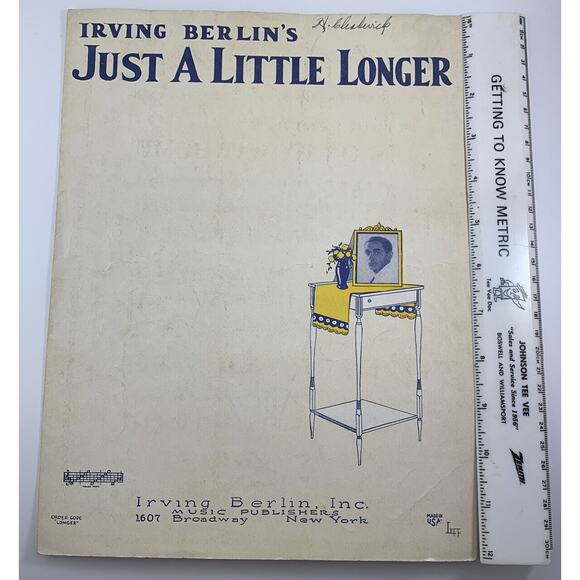 Antique Irving Berlin's, Just A Little Longer, 1926 sheet music #23. Nice! - Picture 1 of 9